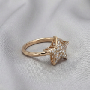 AGOR 925 Sterling Silver Celestial Star Ring Rose Gold Plated Statement Jewellery for Women and Girls