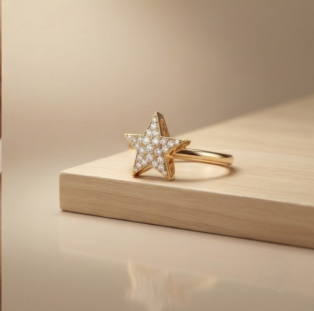 AGOR 925 Sterling Silver Celestial Star Ring Rose Gold Plated Statement Jewellery for Women and Girls