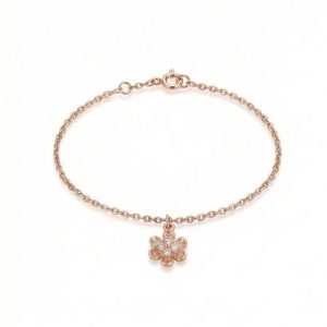 AGOR 925 Sterling Silver Flower Charm Bracelet Jewellery Rose Gold Plated
