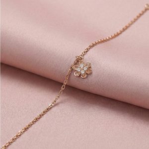 AGOR 925 Sterling Silver Flower Charm Bracelet Jewellery Rose Gold Plated