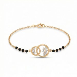AGOR 925 Sterling Silver Interlocking Circle Mangalsutra Bracelet Jewellery Rose Gold Plated