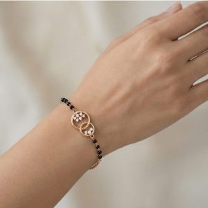 AGOR 925 Sterling Silver Interlocking Circle Mangalsutra Bracelet Jewellery Rose Gold Plated