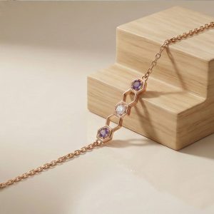 AGOR 925 Sterling Silver Hexagon Honeycomb Bracelet Jewellery Rose Gold Plated
