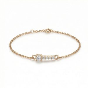 AGOR 925 Sterling Silver Linear Bar Bracelet Jewellery Rose Gold Plated for Women