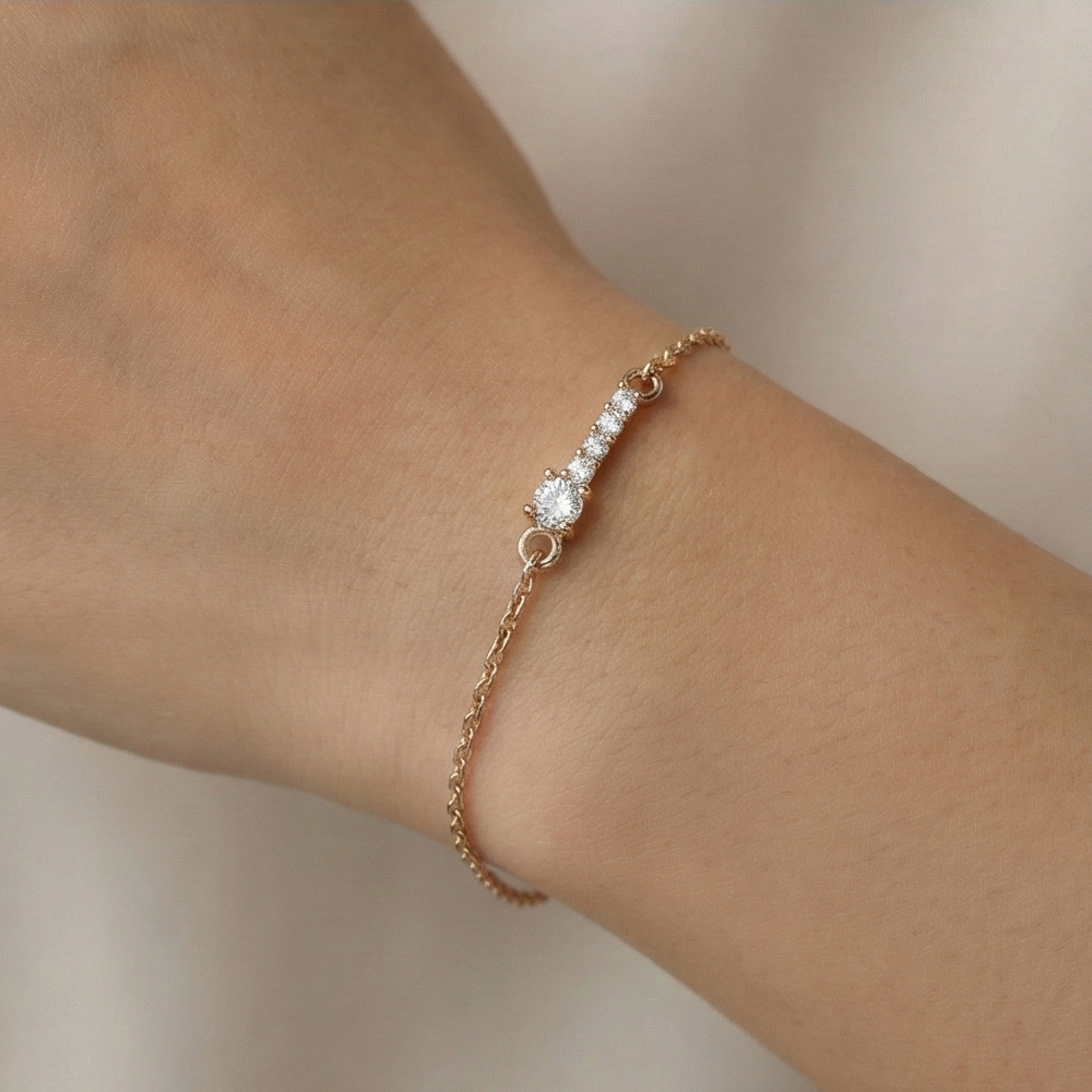 925 Sterling Silver Linear Bar Bracelet Jewellery Rose Gold Plated for Women