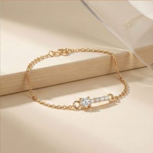 AGOR 925 Sterling Silver Linear Bar Bracelet Jewellery Rose Gold Plated for Women