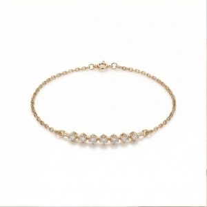 AGOR 925 Sterling Silver Curved Stone Bar Bracelet Jewellery Gold Plated