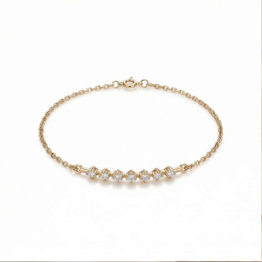 925 Sterling Silver Curved Stone Bar Bracelet Jewellery Gold Plated
