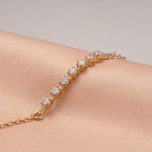 AGOR 925 Sterling Silver Curved Stone Bar Bracelet Jewellery Gold Plated