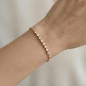 AGOR 925 Sterling Silver Curved Stone Bar Bracelet Jewellery Gold Plated