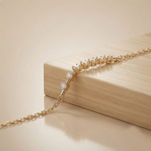 AGOR 925 Sterling Silver Curved Stone Bar Bracelet Jewellery Gold Plated