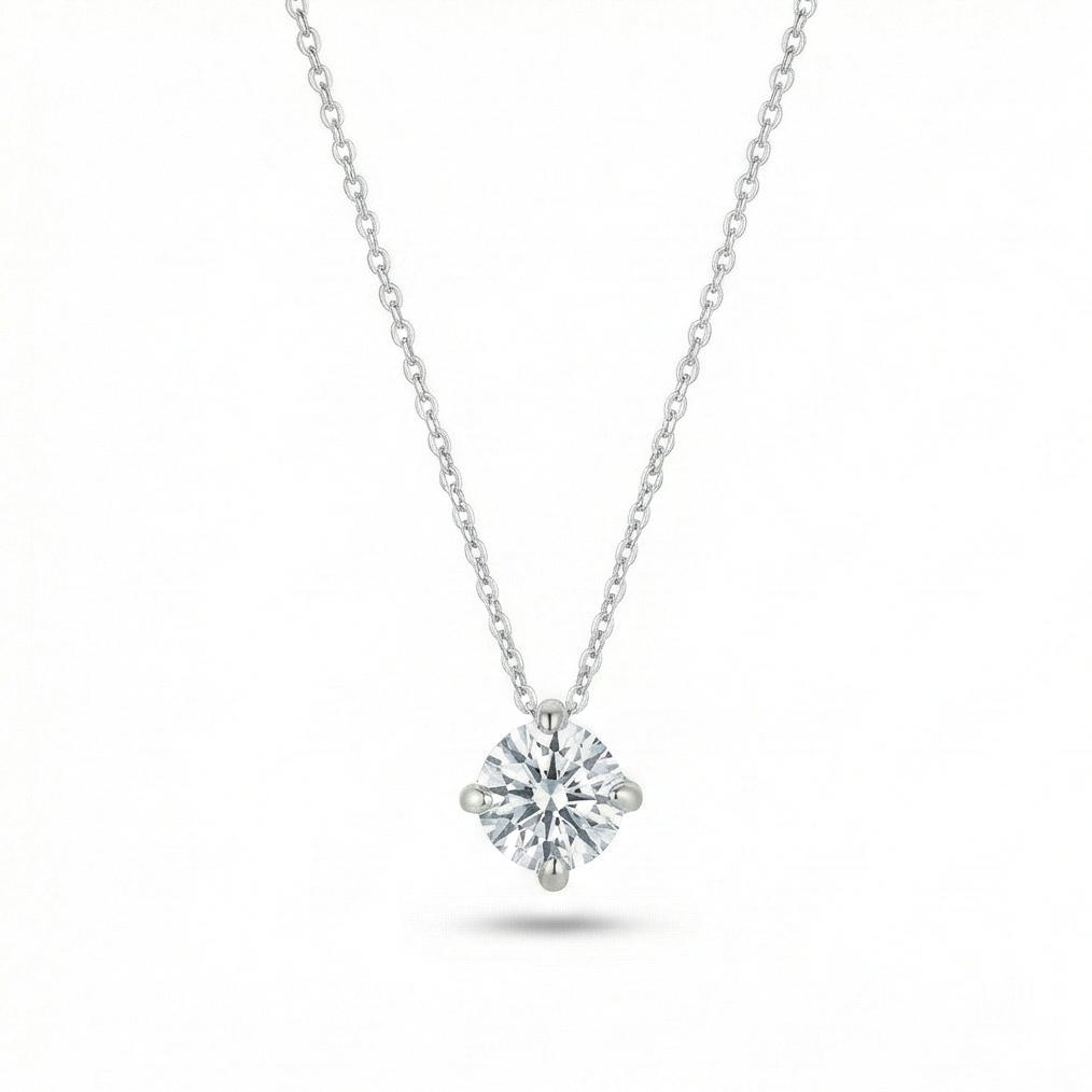 925 Sterling Silver Classic Cushion Frame Solitaire Pendant Necklace Jewellery for Women