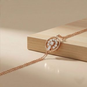AGOR 925 Sterling Silver Double Chain Circle Halo Bracelet Jewellery Rose Gold Plated