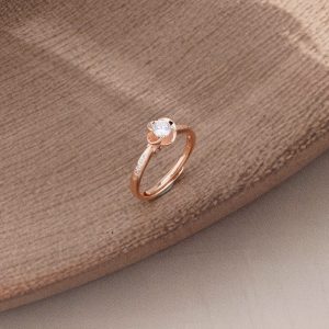 AGOR 925 Sterling Silver Rose Gold Plated Floral Bloom Adjustable Ring Jewellery for Women