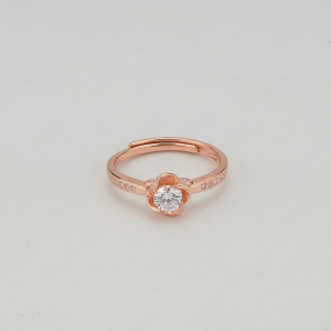 925 Sterling Silver Rose Gold Plated Floral Bloom Adjustable Ring Jewellery for Women
