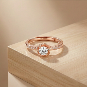 AGOR 925 Sterling Silver Rose Gold Plated Floral Bloom Adjustable Ring Jewellery for Women