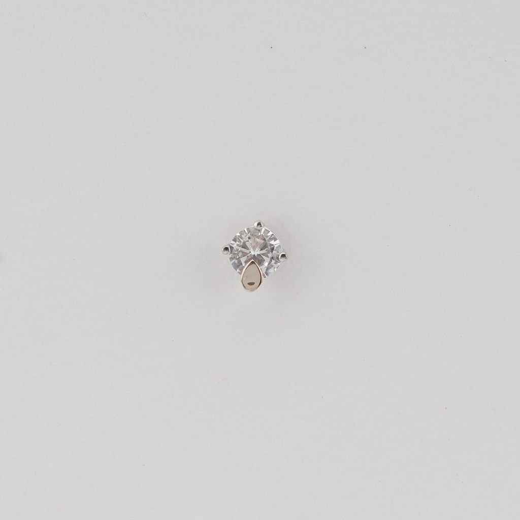 AGOR 925 Sterling Silver Two Tone Solitaire Stud Earrings Jewellery for Women
