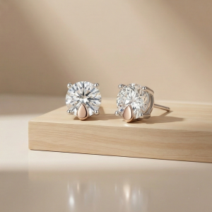 AGOR 925 Sterling Silver Two Tone Solitaire Stud Earrings Jewellery for Women