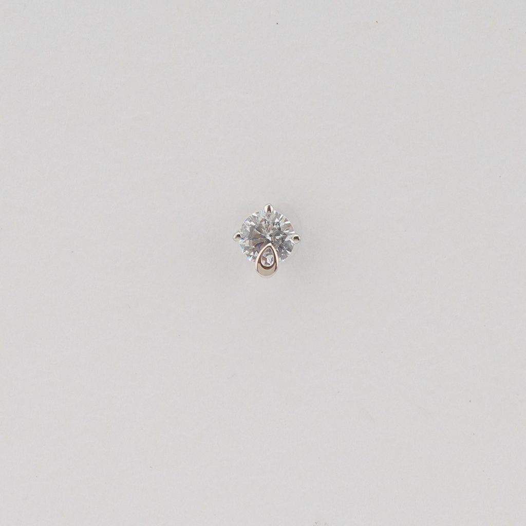 AGOR 925 Sterling Silver Solitaire Stud Earrings with Rose Gold Drop Accent Jewellery