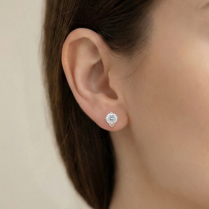AGOR 925 Sterling Silver Solitaire Stud Earrings with Rose Gold Drop Accent Jewellery