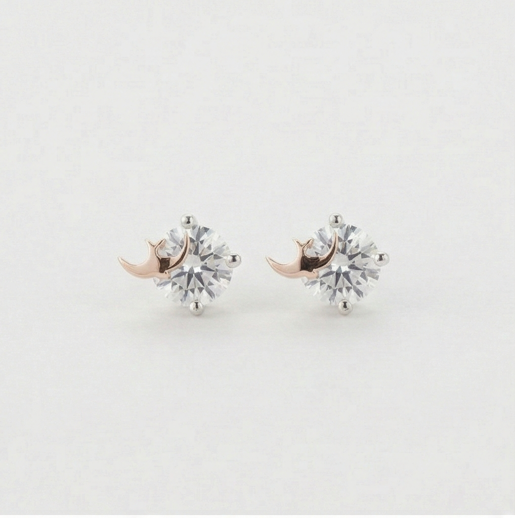 925 Sterling Silver Celestial Moon Solitaire Stud Earrings Jewellery