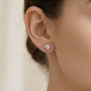 AGOR 925 Sterling Silver Celestial Moon Solitaire Stud Earrings Jewellery