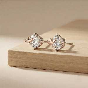 AGOR 925 Sterling Silver Celestial Moon Solitaire Stud Earrings Jewellery