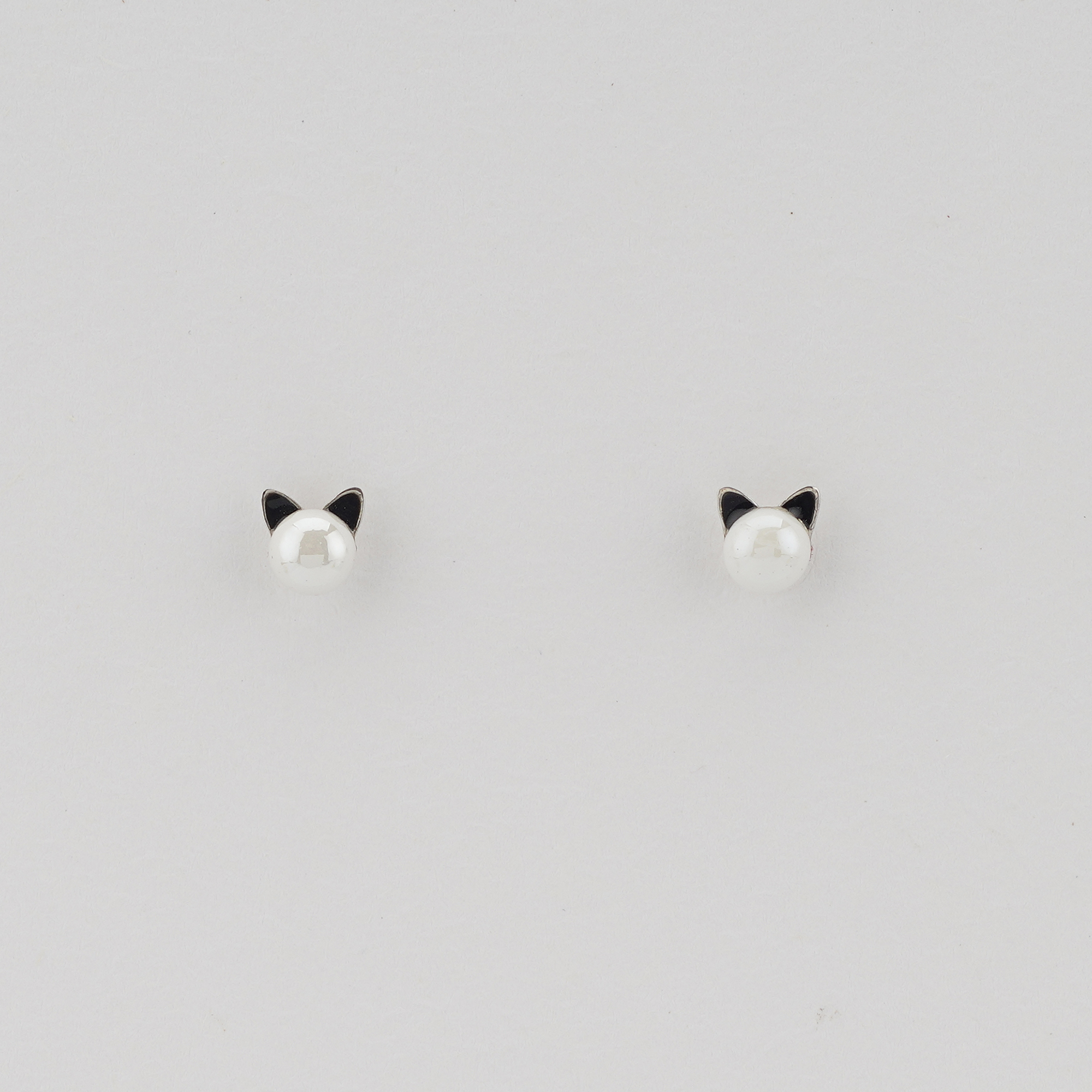 925 Sterling Silver Cute Cat Pearl Stud Earrings Jewellery for Girls