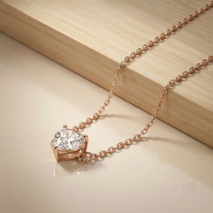 AGOR 925 Sterling Silver Rose Gold Plated Solitaire Heart Stone Bracelet | Minimalist Crystal Jewellery for Women