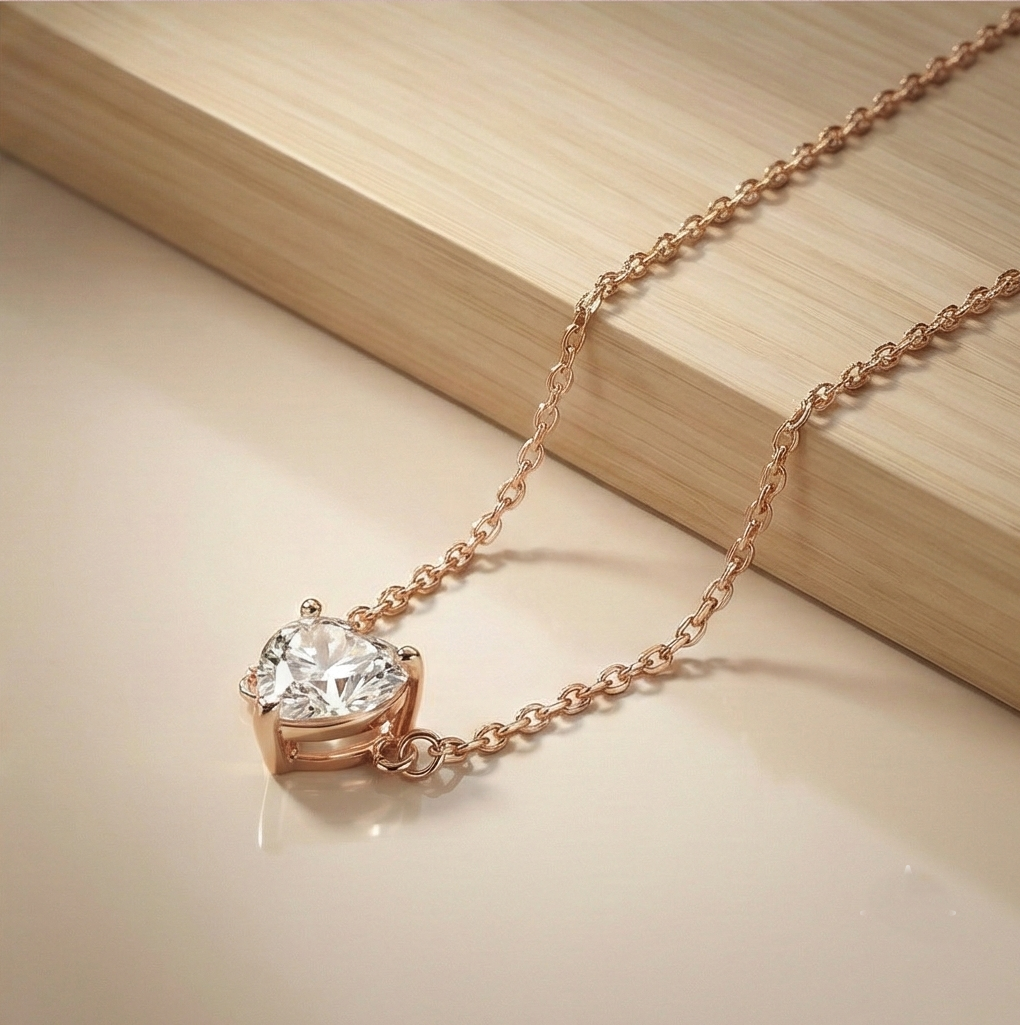 925 Sterling Silver Rose Gold Plated Solitaire Heart Stone Bracelet | Minimalist Crystal Jewellery for Women