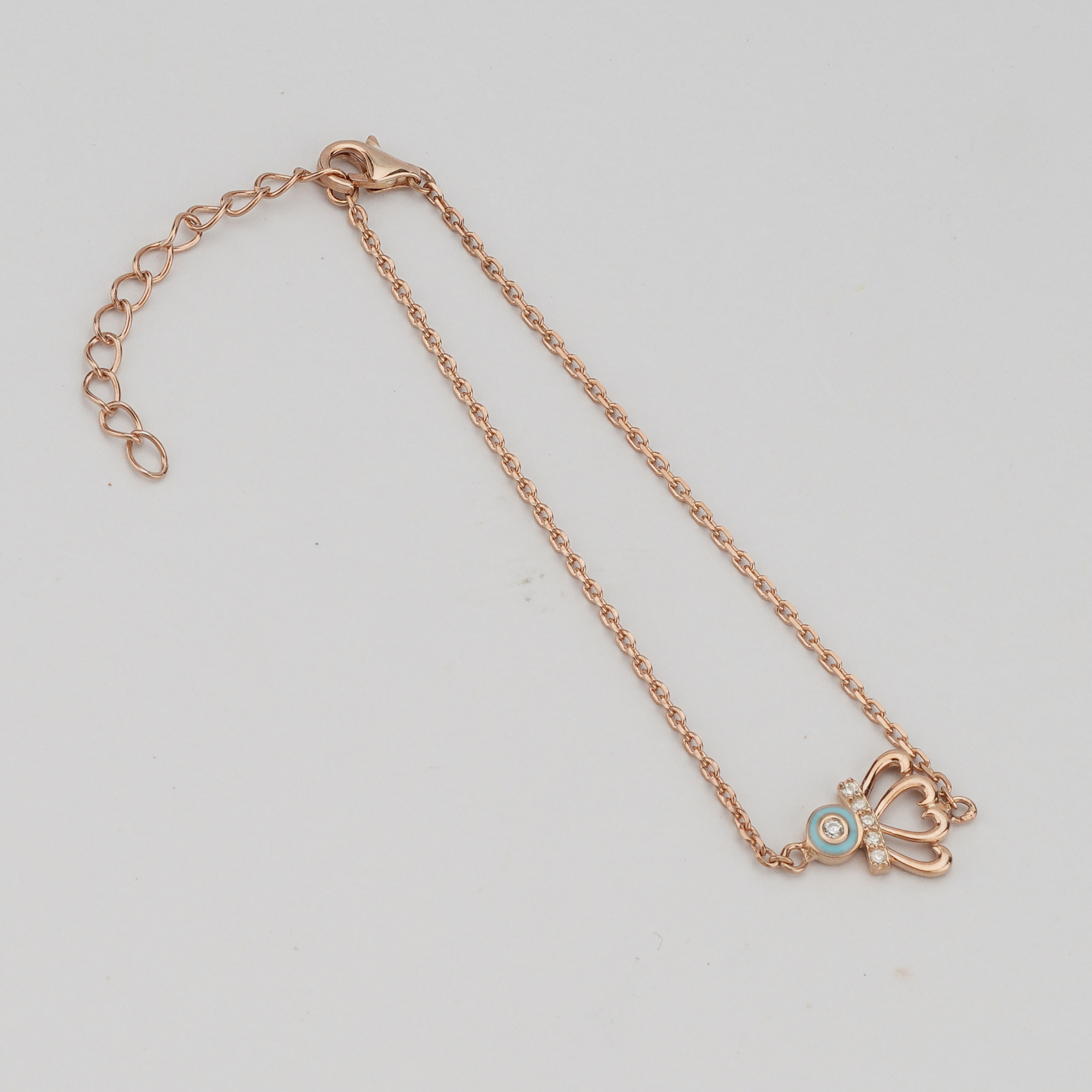 925 Sterling Silver Rose Gold Plated Evil Eye Protection Bracelet Jewellery for Women