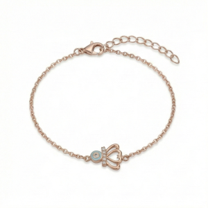 AGOR 925 Sterling Silver Rose Gold Plated Evil Eye Protection Bracelet Jewellery for Women