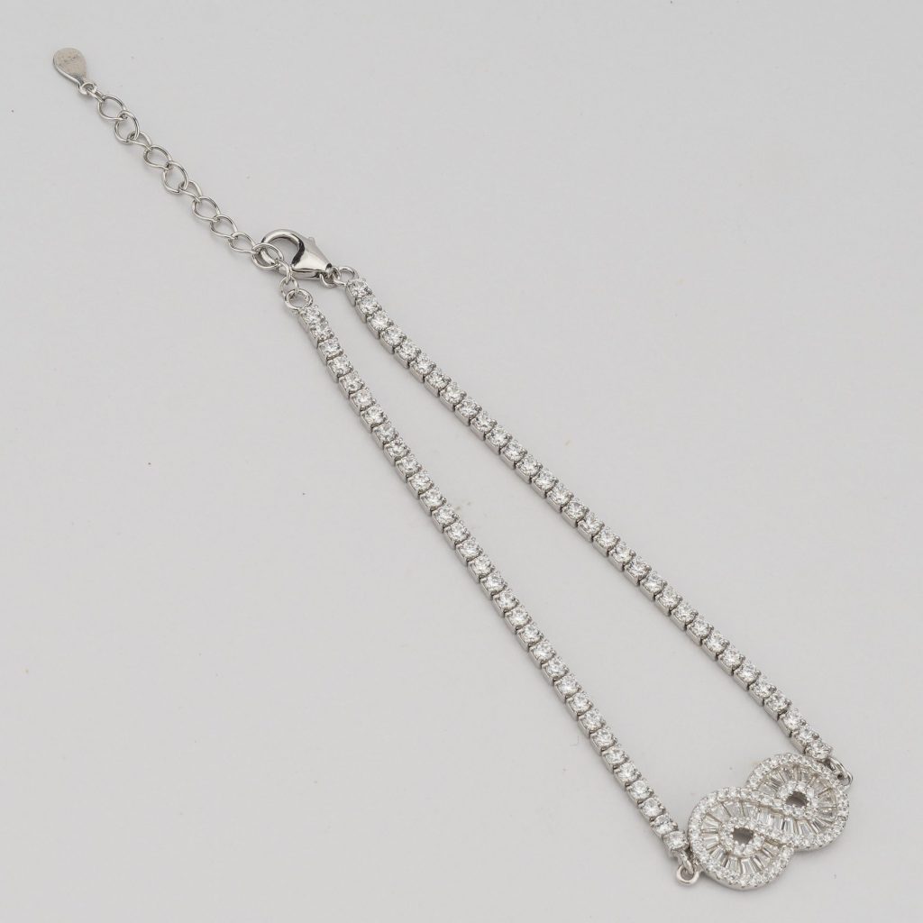 AGOR 925 Sterling Silver Infinity Link Tennis Bracelet Jewellery for Women Silver Finish