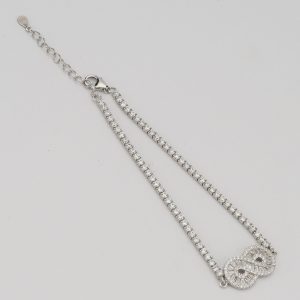 AGOR 925 Sterling Silver Infinity Link Tennis Bracelet Jewellery for Women Silver Finish