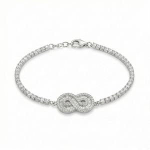 AGOR 925 Sterling Silver Infinity Link Tennis Bracelet Jewellery for Women Silver Finish