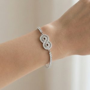 AGOR 925 Sterling Silver Infinity Link Tennis Bracelet Jewellery for Women Silver Finish