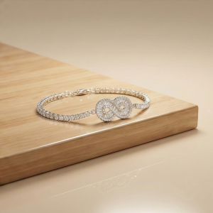 AGOR 925 Sterling Silver Infinity Link Tennis Bracelet Jewellery for Women Silver Finish