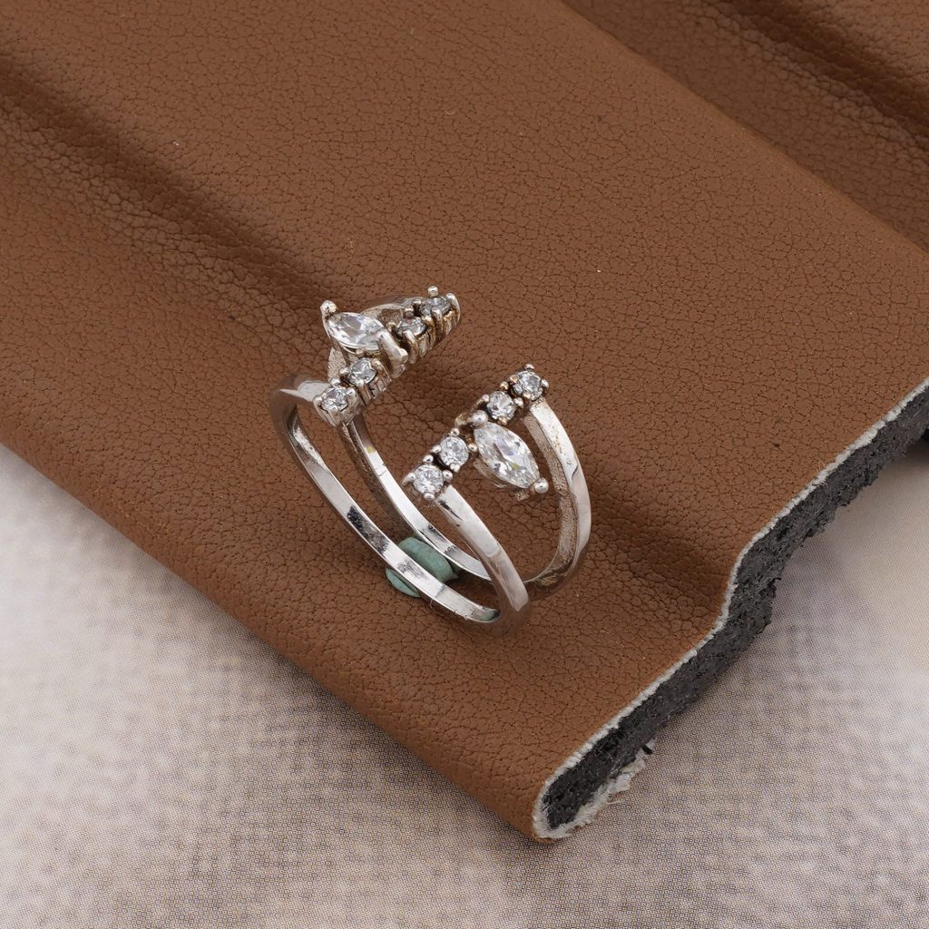 AGOR 925 Sterling Silver Modern Geometric Open Cuff Ring Jewellery for Women
