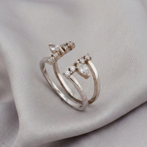 AGOR 925 Sterling Silver Modern Geometric Open Cuff Ring Jewellery for Women