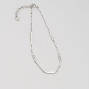 AGOR 925 Sterling Silver Bar Station Bracelet for Women, High Polish Rhodium Finish Minimalist Jewellery