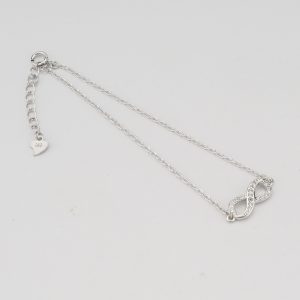 AGOR 925 Sterling Silver Infinity Bracelet for Women, High Polish Rhodium Finish Love Symbol Jewellery