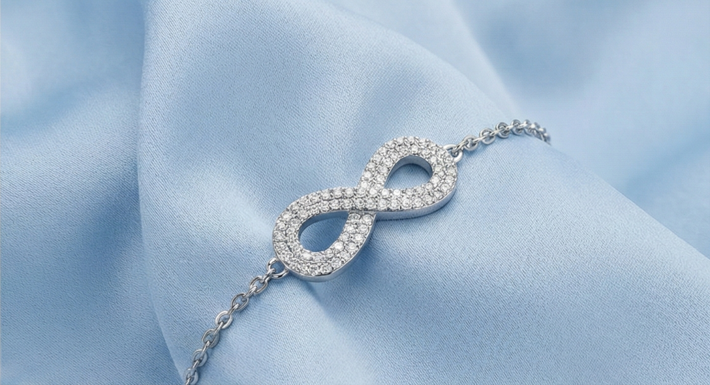 AGOR 925 Sterling Silver Infinity Bracelet for Women, High Polish Rhodium Finish Love Symbol Jewellery