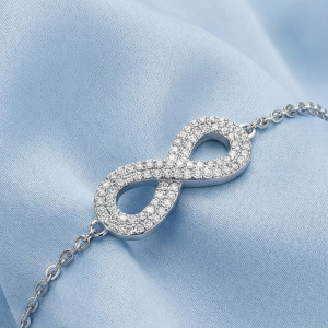 925 Sterling Silver Infinity Bracelet for Women, High Polish Rhodium Finish Love Symbol Jewellery