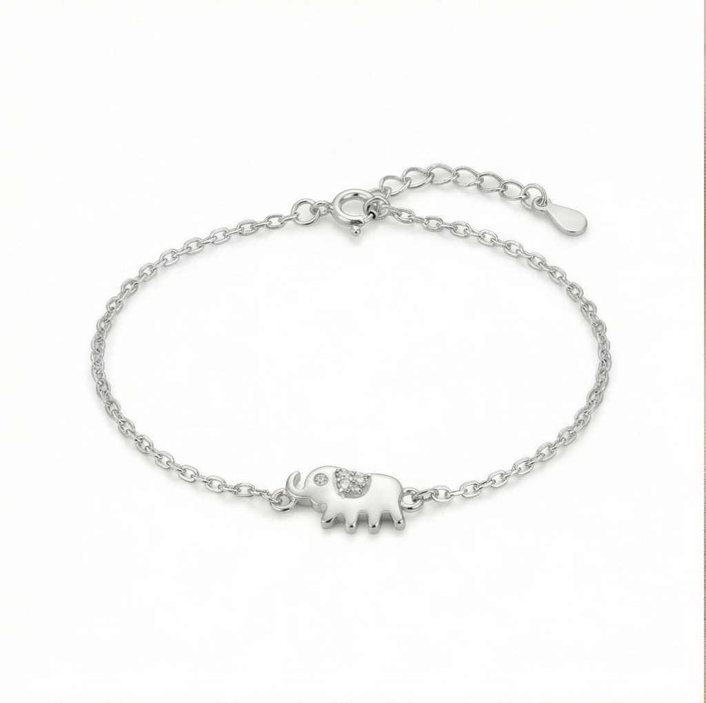 AGOR 925 Sterling Silver Lucky Elephant Bracelet for Women, Cute Animal Motif Jewellery