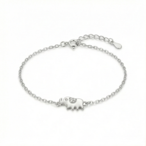 AGOR 925 Sterling Silver Lucky Elephant Bracelet for Women, Cute Animal Motif Jewellery