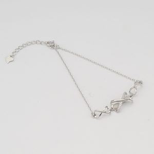 AGOR 925 Sterling Silver Interlocking Twisted Link Bracelet for Women, Textured Finish Modern Jewellery
