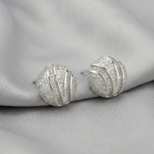 AGOR 925 Sterling Silver Pave Dome Sphere Pendant Set Rhodium Finish Jewellery