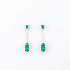 925 Sterling Silver Emerald Green Pear Drop Earrings High Polish Jewellery for Women