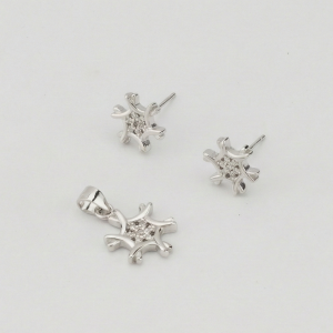 AGOR 925 Sterling Silver Abstract Sunburst Pendant Set Rhodium Plated Jewellery