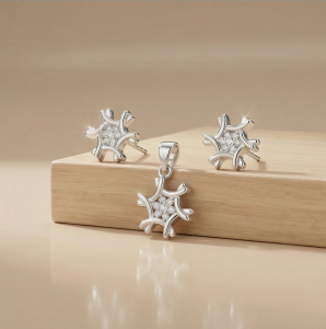 AGOR 925 Sterling Silver Abstract Sunburst Pendant Set Rhodium Plated Jewellery